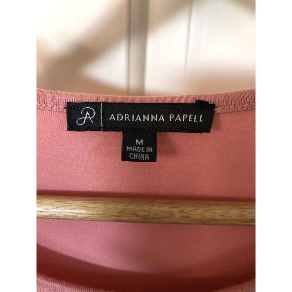 Adrianna Papell Embroidered Sharkbite Top Rose Pink Womens Medium Flowy Career - Picture 4 of 7